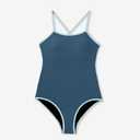 Beautikini Period Swimwear - One Piece Bathing Suit Menstrual Leakproof Swimsuit for Teen Girls and Women (Blue), Medium