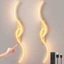 Battery Operated Wall Sconces, Rechargeable Wall Sconces, 3000K-6500K LED Wireless Wall Light, Modern Wall Lamp not Hardwired for Living Room Bedroom Hallway (Gold), 31.49 inch