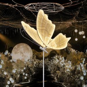 Wedding Butterfly LED Floor Lamp: Hanging Butterfly White Color Ceiling Light - Romantic Wedding Decoration Lights Fixture - Adjustable Height Creative Props (1, 60 CM/23.6 in (Warm Light))