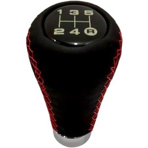 VBT Universal 5-Speed Leather Shift Knob with Boot Cover in Red - Fits Most Manual Transmission Cars (3.63" L x 1.86" W x 1.12" H)