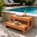 Wood Hot Tub Steps, Waterproof & Non-Slip Outdoor Spa, Pool Stairs