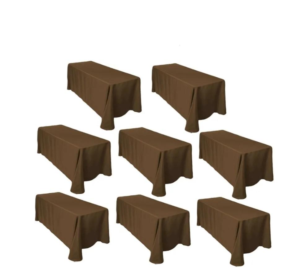 LTC LINENS 8-Pack Rectangular Tablecloths 90 in x 132 in with Rounded Corners - Chocolate Table Cloths for 6 ft Rectangle Tables Floor Length - Polyester Fabric Cloth Table Covers for Wedding, Party