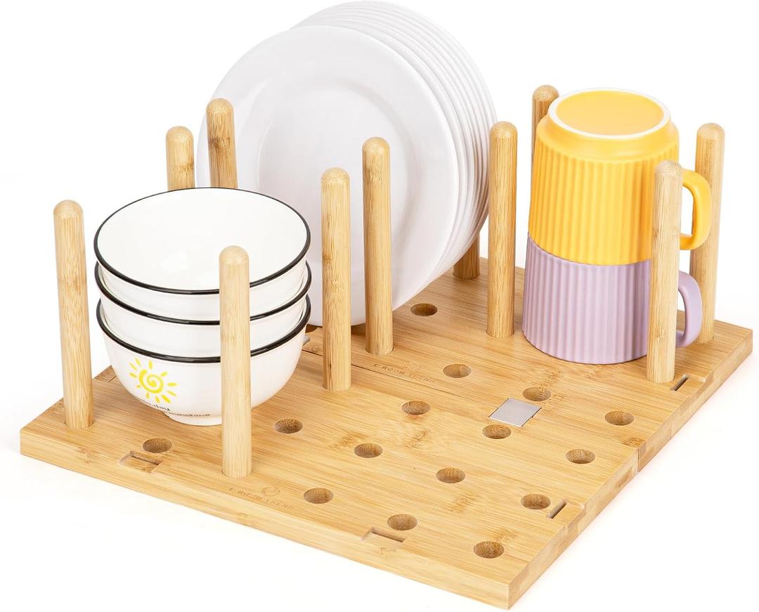 Peg Board Drawer Organizer for Kitchen | Kitchen Drawer Organizers for Dishes Plates Bowls Condiment Spice | Pegboard Organizer for Cabinet RV Storage, 2 Boards&12 Pegs (DD212)