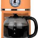 Nostalgia Classic Retro 10 Cup Coffee Maker - One-Touch Drip Brew, Reusable Filter - Anti-Drip, Auto Shutoff, & Time Display - Dishwasher Safe 50 oz Carafe - Orange