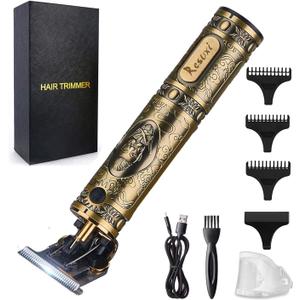 RESUXI Cordless Hair Trimmer for Men, Professional Electric Hair Clippers Barber Trimmer, Mens T-Blade Beard Trimmer Zero Gapped Edgers Gold Knight Close Cutting Haircut Kit