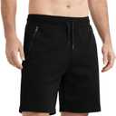 Mens 100% Merino Wool Training Shorts  Athletic Fit  Plastic-Free Contact (Medium, Black)