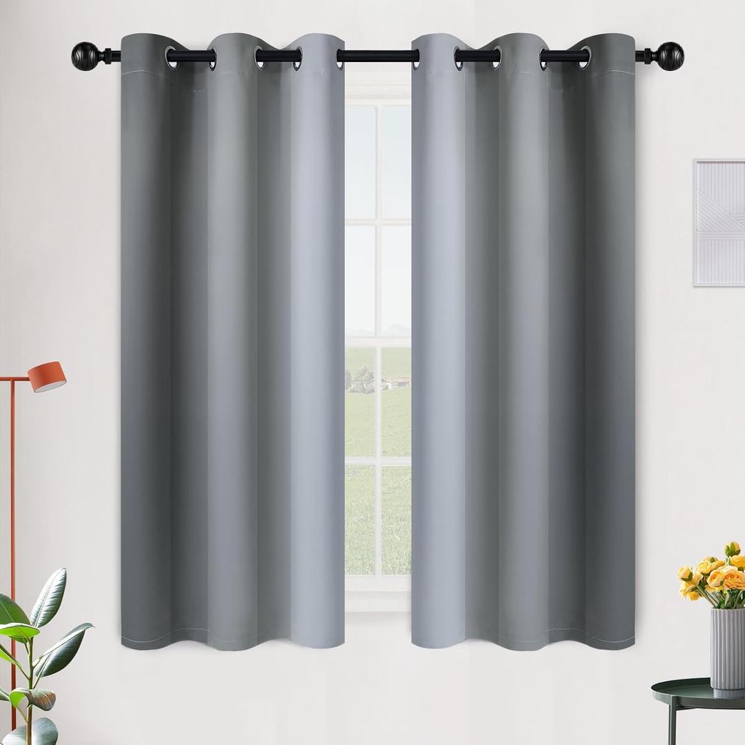 SimpleHome Ombre Room Darkening Curtains 54 inches Length for Bedroom,Grommet Gradient Light Blocking Grey Gradient Window Curtains for Living Room,2 Panels, 42x54 inches