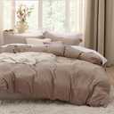 Bedsure Khaki California King Duvet Cover - Prewashed Cotton-Like Extra Soft Bedding Set, Includes 1 Cal King Duvet Cover 104x98 Inches with Zipper Closure & 2 Pillow Shams, Comforter Not Included