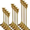 Set of 12 Brass Gold Taper Candle Holders, Candlesticks Holders Bulk, Vintage Candlestick Holder Decorative Metal Candle Sticks Home Decor Centerpieces for Table Mantel Festive Decorations