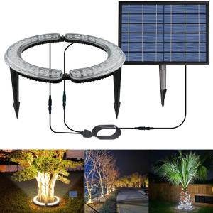 Solar Palm Tree Lights Outdoor, 12000 mAh & 32 LEDs Outdoor Yard Lighting, 6000K Uplight Landscape Spotlights Solar Powered Flood Lights for Large Tree, Yard, Landscape, Garden