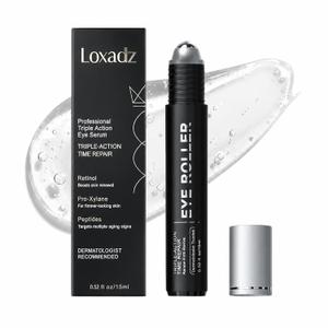 Under Eye Brightener Roller - Caffeine & Retinol Eye Serum for Dark Circles, Puffiness & Fine Lines, Travel Essential Vegan Skincare, Cooling Eye Massage, Dermatologist-Tested, 0.52 fl oz