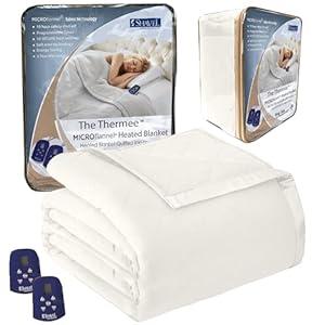 Thermee Micro Flannel Heated Blanket, King Size, 10 Settings, Rapid Heating, Luxuriously Soft, Burgundy