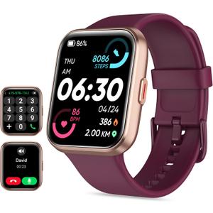 Tensky Smart Watch for Men Women(Call Receive/Dial), Alexa Built-in, 1.7" Touch Screen Fitness Tracker with Heart Rate Sleep Tracking, 60 Sports Modes, 5ATM Waterproof Smartwatch for Android iPhone (Purple)