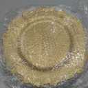 JEVERGN 10 Pack Gold Charger Plates, 13'' Reef Chargers for Dinner Plates, Gold Plate Chargers Set of 10, Round Plastic Charger for Wedding, Party Event, Dinner, Table Setting