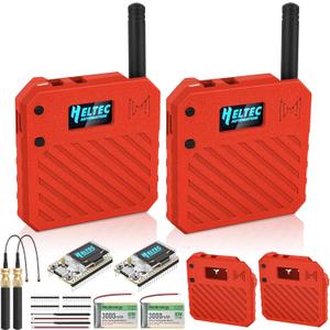2Pack ESP32 LoRa V3 Development Board + 3.7V 3000mAh Battery + Custom Case Set - with 915MHz Meshtastic Antenna and SMA Antenna Surport WiFi Bluetooth LoRa V3 Devices for Arduino LoRawan IOT N33 Red