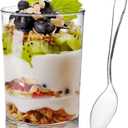 Okllen 100 Pack Mini Dessert Cups with Spoons, 3 Oz Round Shot Cups Plastic Dessert Shooters, Appetizer Parfait Cups Shot Glasses for Chocolate Desserts, Ice Cream, Puddings, Tasting Party