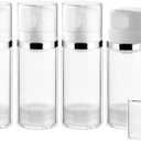 4 Pcs 100ml/3.4oz Airless Pump Jar Refillable Vacuum Pump Dispenser Bottles Travel Cosmetic Containers for Lotion Essence Shampoo Toiletries