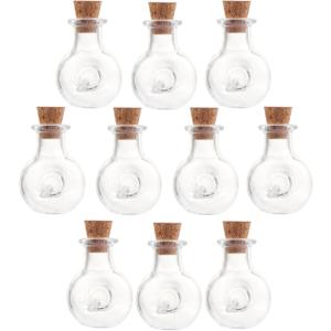 10Pcs Mini Glass Bottles with Cork Lids, XO Shape Tiny Glass Jars, Wishing Bottles, Small DIY Decorative Craft Vials for DIY Crafts Party Weddings Decoration Storage Accessories
