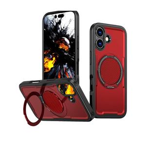 for iPhone 17 Case with 360°Adjustable Stand - 16FT Drop Protection,Compatible with MagSafe Accessories,Shockproof Anti-Fingerprint Scratch-Resistant for iPhone 17 Cover 6.3 Inch,Red