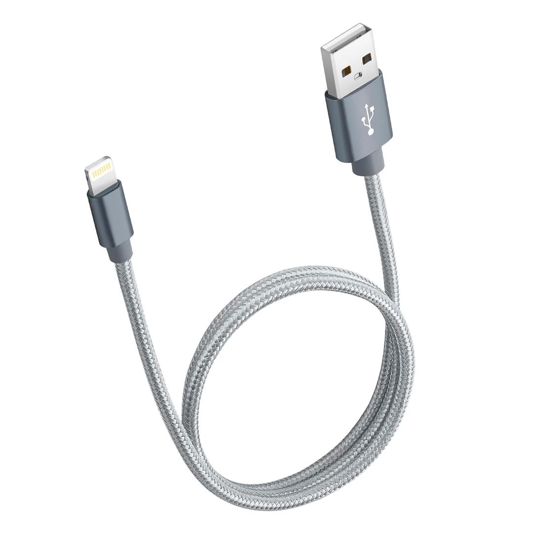 ROFAY 2ft iPhone Charger Cable [Mfi-Certified] Nylon Braided High Speed 2FT USB-A to Lightning Cable Compatible for iPhone 13 Pro Max/12/11 Pro/XS/XR/X/8/7/6/5/iPad (2ft, Grey)