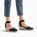 Women's Comfort Elastic Ankle Strap Shoes Espadrilles Wedge Sandals Navy
Navy, Uk 6