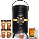 WantJoin Insulated Beverage Dispenser - Thermal 12L/3.2Gal Stainless Steel Hot & Cold Drink Dispenser with Spigot for Tea, Coffee, Milk, Water & Juice (Black) (1 Pack)