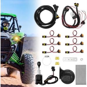 Pre-wired ATV UTV Turn Signal Kit, Universal Street Legal Kit with Horn/Hazard/Blinker/Column Turn Switch & Relay Fuse, Compatible with Polaris, Pioneer, Talon, Can-Am, Kawasaki, Arctic Cat