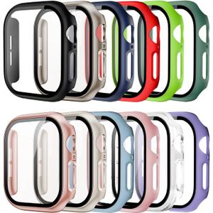 Pocoukate 12 Pack Case for 42mm Apple Watch Series 10, Series 11, with Tempered Glass Screen Protector Full Scratch-Resistant Protective Cover Bumper for Apple Watch Series 10/11 42 mm