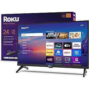 Roku Smart TV – 24-Inch Select Series, 720p HD TV – Roku TV with Voice Remote – Flat Screen LED Television with Wi-Fi for Streaming Live Local News, Sports, Family Entertainment