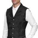 Spooktacular Creations Halloween Victorian Steampunk Gothic Suit Vest for Men, Classic Black Waistcoat Sleeveless for Cosplay (Black, XXL)