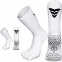 Soxsense Multi-Pack Sports Grip Toe Socks with Cushion, Non-Slip Finger Socks for Pilates, Home Gym, Soccer, basketball, Large
