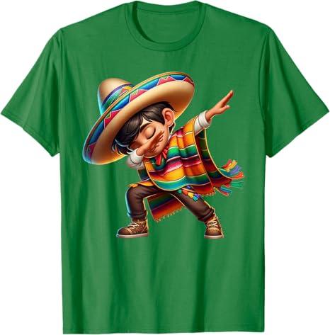 Mexican Boy Dabbing Poncho Cinco de Mayo T-Shirt, Size M