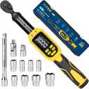 1/4" Digital Torque Wrench Set | 13.5-265 in-lb | 1% Accuracy | Deep-Reach Head | Smart Alert Multi | 12PC Bike Torque Wrench Digital for MTB/Motorcycle, with Sockets & Adapters