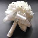 Foraineam 2 Pack Wedding Bouquet Bridal Bridesmaid Holding Flowers Foam Roses Artificial Fake Flower Hand Bouquets with Crystals Soft Ribbons