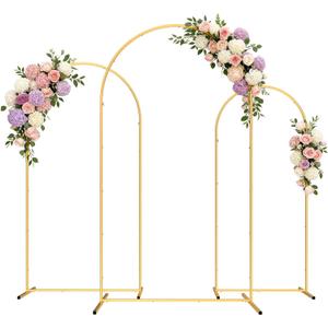 Pureegg Wedding Arch Backdrop Stand Set of 3 (7.2FT, 6.6FT, 6FT) - Stable Freestanding Gold Balloon Arch Stand, Easy Assembly & Reusable, Sturdy Metal Frame for Wedding, Baby Shower, Birthday