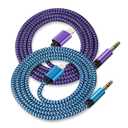 [2Pack/3.3ft] Lightning to 3.5mm iPhone Aux Cord, [Apple Mfi Certified] iPhone Aux Audio Cable for Car Home Stereo Speaker Headphone Compatible with iPhone 14 13 12 11 Pro Max Mini XR XS 8 iPad iPod (2*Blue, Purple)