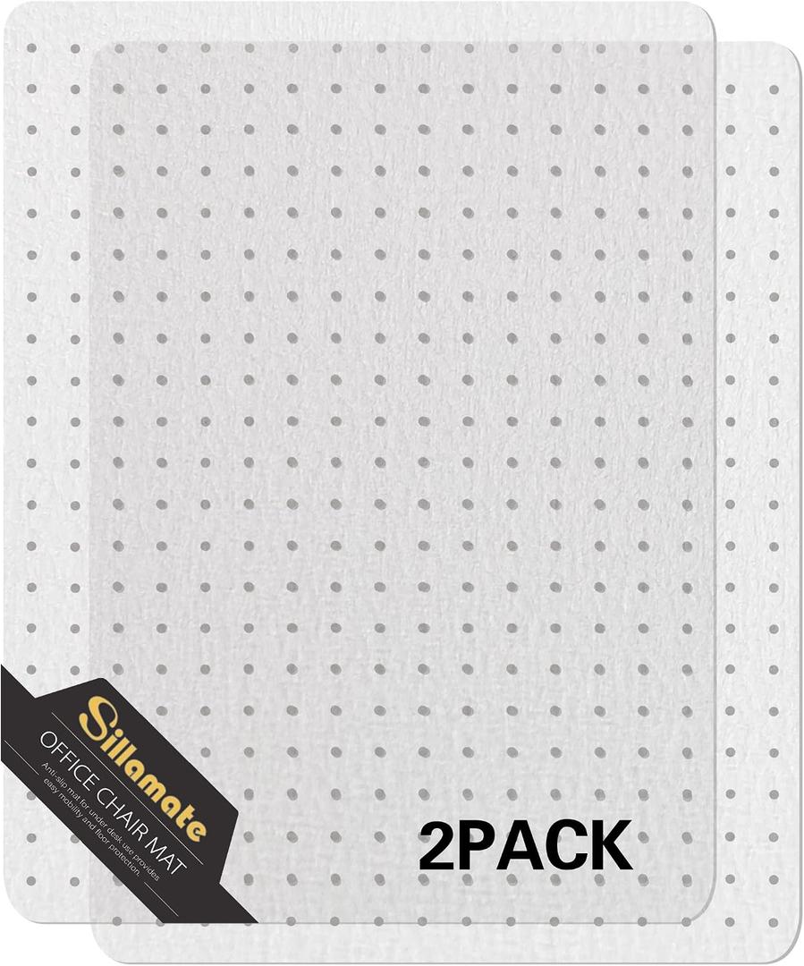 Plastic Office Chair Mat for Carpeted Floors, Heavy Duty Floor Mat,Eco-Friendly Series Studded Carpet Desk Chair Mats-36'' x 48'' (36 inches X 48 inches x 2 pc- NO Lip)
