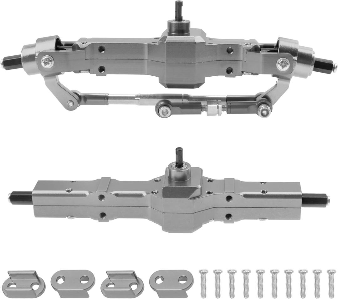 Aluminum Alloy Front Rear Portal Axle Upgrade Part Compatible with WPL B14 B16 B24 B36 HengLong FeiYu JJRC 1/16 RC Car (Titanium)