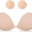 MITALOO Seamless Adhesive Bra Sticky Strapless Invisible Push up Bras Silicone Backless Nipple Cover for Women (Beige)