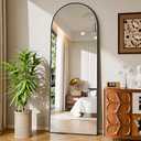 NBGV 58"x20" Floor Mirror Full Length, Arched Full Length Mirror with Stand, Full Body Mirrors for Bedroom Living Room or Cloakroom Black
