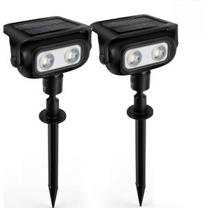 Solar Lights Outdoor, Motion Sensor Outdoor Solar Spotlights Waterproof, Outside Wall Lights, Outdoor Lights Solar Powered for Garden/Patio/Yard/Lawn/Backyard, Warm Yellow Light, 2 Packs