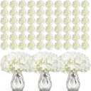 Auihiay 304 PCS Hydrangea Artificial Flowers, Silk Artificial Flowers Heads with Stems, Lifelike Faux White Flowers for DIY Wedding Party, Arch and Background, Home, Garden, Baby Shower Decor