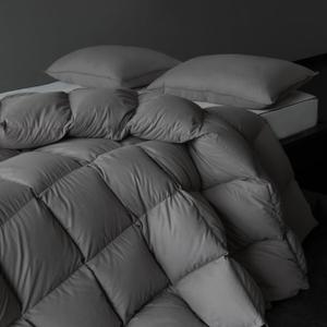 Luxury Down Fiber Comforter King Size - High Fill Power Medium Warmth for All Season Duvet Insert - Light Weight, Charcoal Grey (106" x 90")