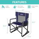 Rocking Camping Chair Rocker, Folding Chair Lawn Chairs with Cup Holders Foldable Outdoor Freestyle Navy Blue