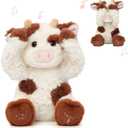 Hopearl Peek A Boo Cow Interactive Repeats What You Say Plush Diary Cattle Toy Musical Singing Talking Stuffed Animal Adorable Electric Animate Gift for Toddlers, Brown, 11''