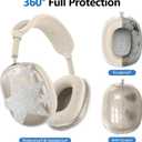 [4 in 1] Case Cover for AirPods Max Headphones (2024/2020) Ear Pad Case Cover/Headband Cover/Ear Cups Cover with Bling Star for Apple AirPods Max Headphones (Beige Star-T)