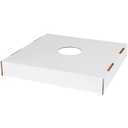 Box USA 40 or 50 Gallon Corrugated Cardboard Trash Can and Recycling Bin Lids with Hole (10-Pack) 18" L x 18" W x 3" H, White, Reusable and Disposable Garbage Lid for Parties and Outdoor Events