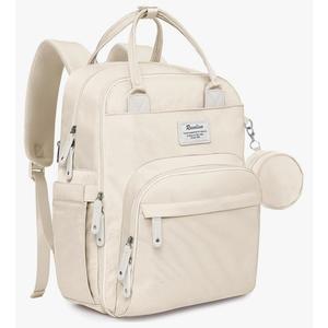 RUVALINO Diaper Bag Backpack-Multifunction Baby Travel Bag with Changing pad, Insulated Bottle Holders & Pacifier Case, Large Capacity, Waterproof, Beige