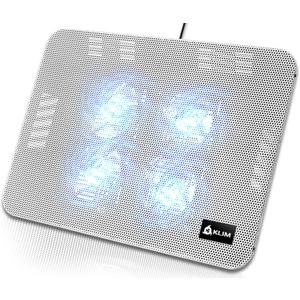 KLIM Serenity + Laptop Cooling Pad for Laptop + 11 to 15.6 inches + Perfect for Small and Medium Laptops + Stable and Sturdy Metal Grid + Silent Laptop Cooling Stand + White