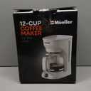 MUELLER HOME 12-Cup White Coffee Maker - Borosilicate Carafe, Auto-Off, Reusable Filter, Anti-Drip, Keep-Warm Function, Clear Water Level Window, White Kitchen Accessories